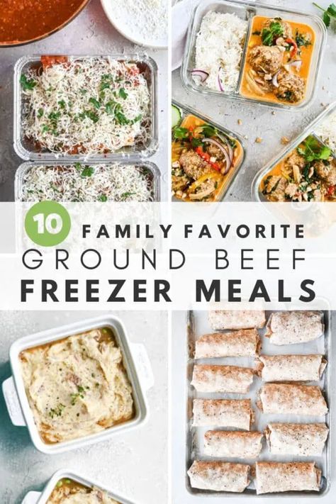 Ground beef freezer meals are a great way to use ultra versatile ground beef and stock up the freezer with ready to heat family dinners on those weeknights you just don't want to cook. Freezer Friendly Beef Meals, Beef Casserole Freezer Meal, Easy Freezer Meals With Ground Beef, Meal Prepping Freezer Meals, Beef Make Ahead Meals, Mongolian Beef Freezer Meal, Freezer Meals Make Ahead Crock Pot Beef, Meal Prep Ground Beef Freezer Recipes, Ground Beef Recipes To Freeze