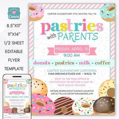 9 Parent Engagement Ideas for School PTO – Simple Desert Designs Pastries With Parents Ideas, Colorful Pastries, Pastries With Parents, Parent Engagement Ideas, Cute Pastries, Pta Events, Brunch Event, School Pto, Engagement Events