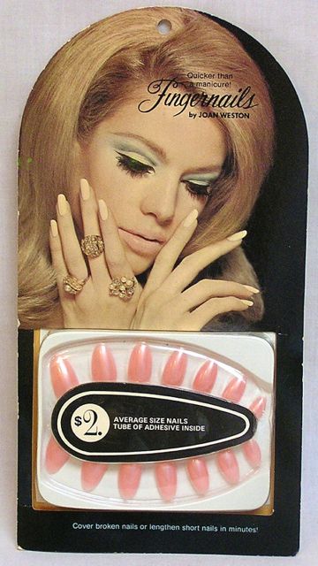 Joan Weston False Finger Nails 1960s Nails Manicures, 60s Nails 1960s, 1960 Nails, Archive Nails, 1970s Nails, Nancy Deweir, Feminine Objects, 1960s Nails, 60s Nails