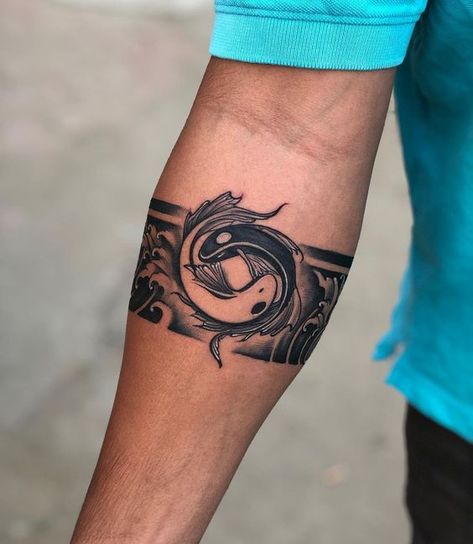 New Band Tattoo Designs, Arm Band Tattoo For Man, Around The Arm Tattoo Men, Bands Tattoos Men, Tatoos Men Fore Arm, Hand Tattoos For Man, Tattoo For Arm Men, Wrist Band Tattoo Men Design, Pices Zodiac Tattoo For Men