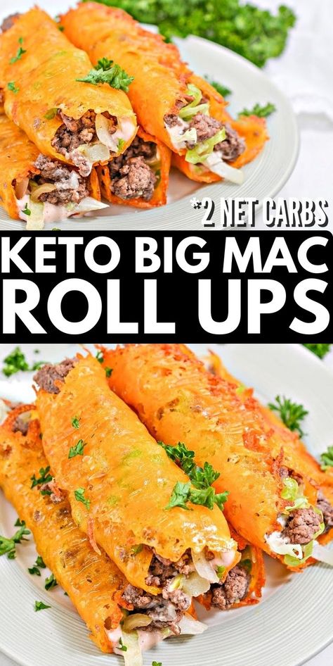 Keto Meat Roll Up, Big Mac Rolls, Big Mac Roll Up, Hamburger Roll Ups, Low Carb Big Mac Casserole, Secretly Healthy Recipes, Hamburger Meat Recipes Keto, Cheese Roll Ups Keto, Carnivore Meal Prep Ideas