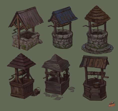 -- Share via Artstation iOS App, Artstation © 2016 Well Concept Art, Fantasy Village, Props Concept, Medieval Houses, Building Concept, Fantasy Props, Water Well, 3d Modelling, Prop Design