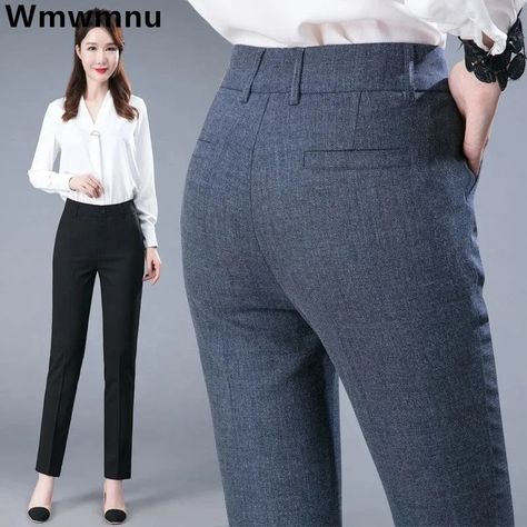 Lady Fashion, Womens Capris, Straight Trousers, Pencil Pants, Ankle Length Pants, Type Of Pants, Women Pants Casual, Office Lady, Slim Pants