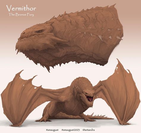 VERMITHOR! The bronce fury! Seventh day of Smaugust. Vermithor was a powerful old male dragon, the coloration of his scales were bronze and… | Instagram The Dance Of Dragons, Got Dragon, Dance Of Dragons, Tiamat Dragon, Old Dragon, Game Of Thrones Artwork, Monster Hunter Art, Got Dragons, Dragon Artwork Fantasy