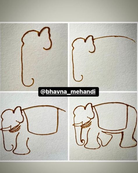 Bhavna Patel on Instagram: "Swipe to see full image of elephant…how to make elephant here is step by step u can save for later….follow for more @bhavna_mehandi . #elephant #tutorials #learn #class….for our upcoming class details u can dm or call me…." Elephant Design In Mehndi, Elefante Mehndi Design, Elephant Drawing Mehandi, Elephant Mehendi Design Step By Step, How To Make Elephant, How To Draw Mehndi Step By Step, How To Make Elephant In Mehndi, Elephant Mehndi Design Step By Step, Advance Mehndi Design