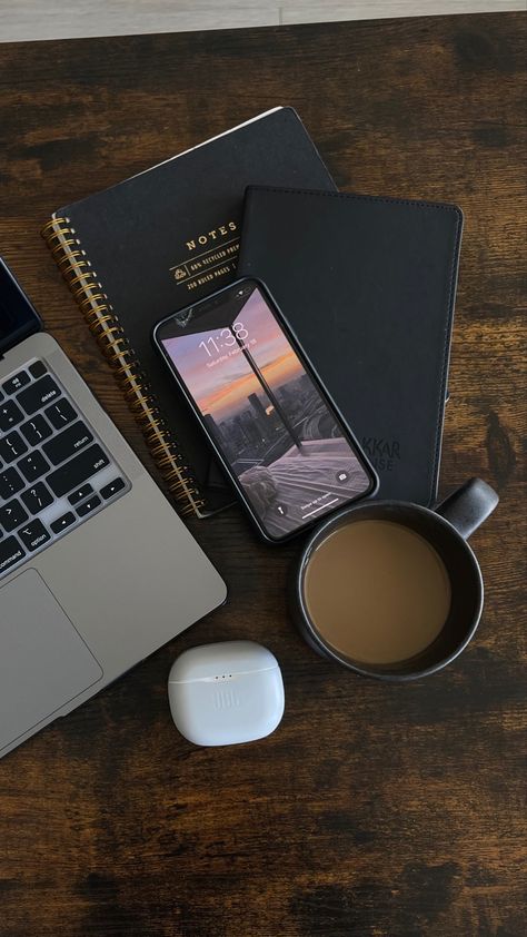 • MacBook laptop • Note books • Coffee • Wireless headphones Studera Motivation, Wallpaper Halloween, Coffee Photography, Study Motivation Inspiration, Studying Inspo, Coffee And Books, Study Inspiration, Instagram Story Ideas, Apple Products