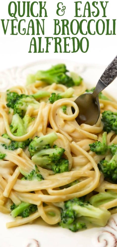 Vegan Creamy Broccoli Pasta, Vegan Broccoli Alfredo Pasta, Spaghetti Recipes Vegan, Few Ingredient Vegan Meals, Vegan Broccoli Pasta Recipes, Plant Based Broccoli Recipes, Vegan Pasta Dishes Easy, Vegan Pasta Ideas, Broccoli Vegan Recipes