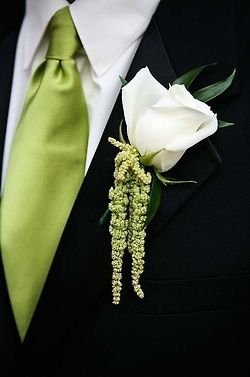 Green Tie Chartreuse Wedding, Simple Boutonniere, Colin Cowie Wedding, Colin Cowie, Green Wedding Inspiration, A Man In A Suit, Man In A Suit, Chartreuse Green, Bride Magazine