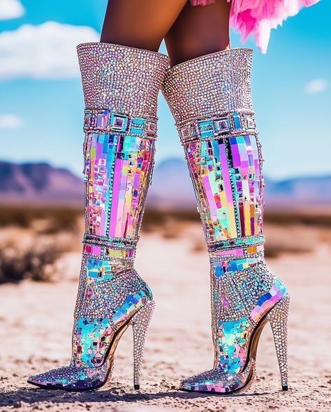 Desert dreams wrapped in cosmic glam. Shimmer like the stars, darling! #GalacticGlam #DesertGlow -> These images are designed with help of AI. The pieces in the images are not real. It’s a big dream is to turn these designs into reality one day 🩷 #Queens #Glitterqueens #fashionista #fashionshoes Cosmic Dreams Fashion, Cosmic Outfit, Silly Shoes, Cosmic Fashion, Sparkle Pony, Festival Outfit Inspiration, Saturday Vibes, Barbie Fairytopia, Unusual Clothes