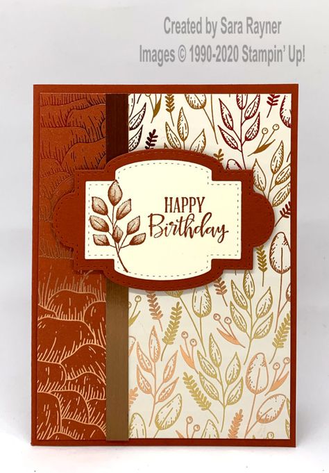 Simple Fall Cards To Make, Stampin Up Gilded Autumn Dsp, Fall Birthday Cards, Autumn Fern, Fall Greeting Cards, Stampin Up Birthday Cards, Autumn Cards, Autumn Paper, Leaf Cards