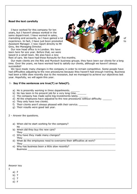 BusyTeacher.org Present Perfect Worksheets, Present Perfect Tense, Free Reading Comprehension Worksheets, Laughter Yoga, Reading Comprehension For Kids, English Teaching Materials, Perfect Tense, Grammar Exercises, True Or False