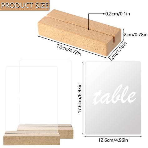 Amazon.com: ZYP Blank Acrylic Table Sign with Wooden Stands, 5 x 7 Inch Acrylic Sheets with Stand Top Menu Display Signs Wedding Birthday Party Table Sign for DIY Table Numbers Name Card Gifts Signs (12 pack) : Industrial & Scientific Acrylic Table Sign, Menu Display, Diy Table Numbers, Birthday Party Table, Card Gifts, Display Signs, Signs Wedding, Birthday Party Tables, Tabletop Signs