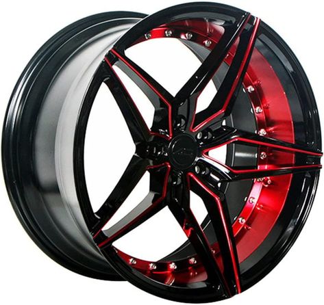 AC Wheels AC01 | Staggered 20 Inch Rims Fits Most Sedans, Coupes, and SUVs - Concave Rim Wheel [HIGH-QUALITY BUILD]: Made of durable aluminum, this set of 4 staggered AC Wheels AC01 rims not only enhances the appearance of your car but is also designed to last. Each rim has a clean gloss black red inner finish which gives it a classy, aggressive look and helps reduce the appearance of dirt, dust, and debris. [LUXURIOUS DESIGN]: Upgrade the look and presence of your car with these intricately 20 Inch Rims, Rims For Sale, Chrome Rims, Car Wheels Rims, Rims And Tires, Wheel And Tire Packages, Rims For Cars, Black Rims, Aftermarket Wheels