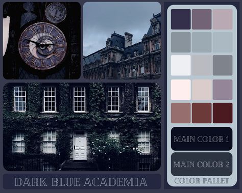 Blue Dark Academia Aesthetic, Dark Blue Academia, Blue Dark Academia, Academia Color Palette, Blue Academia Aesthetic, Dark Academia Blue, Dark Academia Color Palette, Dark Academia Color, Blue Academia