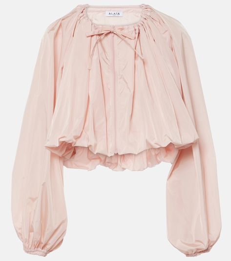 Pleated cropped jacket in pink - Alaia | Mytheresa Spring Knits, Rose Pale, Mama Style, Color Name, Easy Trendy Outfits, 가을 패션, Cropped Jacket, Dark Fashion, Long Tops