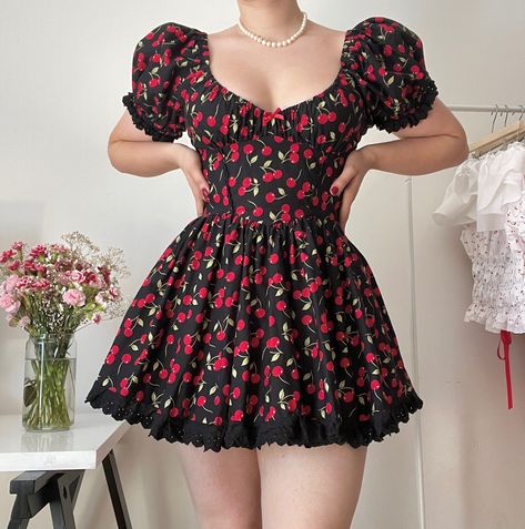 The Alice dress in black cherry cotton 🖤❤️ #frilie Design customisation: 🌷 Dress has pockets 🌷 V neckline 🌷 Medium puff sleeves 🌷 Corset style back to make it adjustable (didn’t lace it up for the picture so you can’t see it here) 🌷 38cm skirt in length (model height is 5’6 or 165cm) Alice Dress, Cute Short Dresses, Cherry Dress, Black Cherry, Corset Style, V Neckline, Model Height, Short Dress, Puff Sleeves