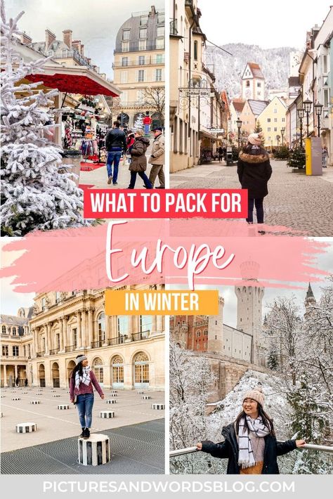 Wondering what to pack for Europe in winter? Here's the ultimate Europe winter packing list for a carry-on! Here's all the handy things you need to bring, including Europe winter outfits and tips. Do not plan your Europe winter travel without reading this guide! Outfit For Europe Winter, Winter In Europe Packing List, Outfits For Winter In Europe, Winter European Travel Outfits, 2 Weeks In Europe Packing Winter, Europe Winter Packing List, Europe In Winter Outfits, Europe Winter Travel Outfits, Winter Europe Travel Outfits