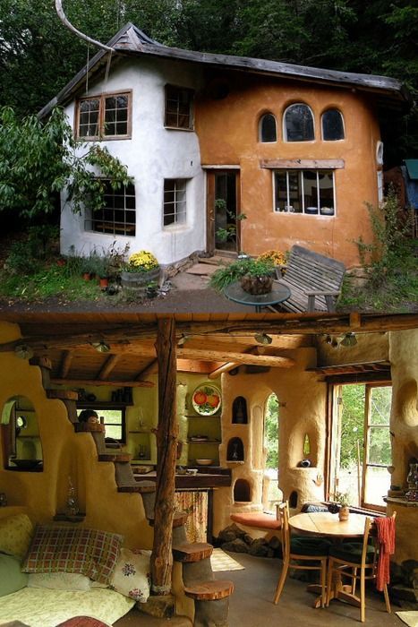 Earth Bag Homes Diy, Magical Cottage Interior, Cob House Kitchen, Earthen House, Case Sotterranee, Cob House Plans, Tiny House Hacks, Cob Building, Casa Hobbit