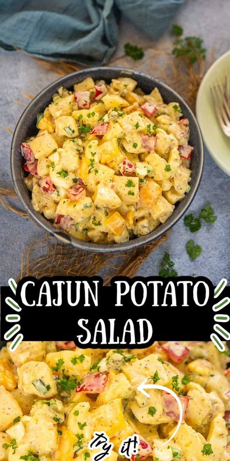 New Orleans Potato Salad, Creole Potato Salad, Shrimp Potato Salad, Indian Potato Salad, Cajun Potluck Dishes, Cajun Christmas Food, Cajun Pasta Salad, Cajun Salad, Cajun Potato Salad Recipe