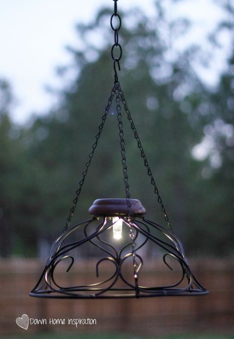 solar-chandelier-3 More Solaire Diy, Solar Chandelier, Diy Keramik, Outdoor Lighting Ideas, Solar Lights Diy, Solar Light Crafts, Diy Outdoor Lighting, Diy Lampe, Outdoor Garden Lighting