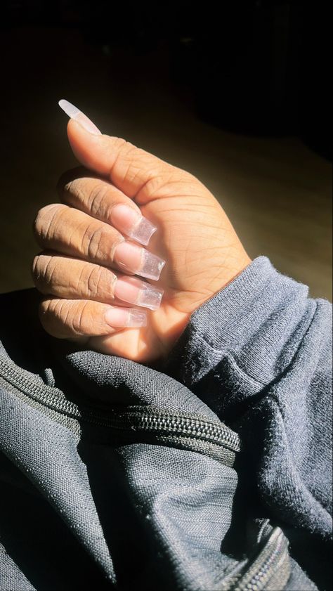 Jelly White Acrylic Nails, Clear Jelly Pink Acrylic Nails, Jelly Nail French Tip, Trendy Clear Jelly Sandals With Transparent Straps, Chic Clear Jelly Sandals With Transparent Straps, Cute Clear Nails, Clear Jelly Nails, Clear Nails Acrylic, Translucent Nails