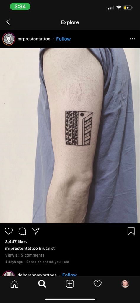 Brutalist Tattoo, Building Tattoo, Tattoos Architecture, Frame Tattoo, Berlin Tattoo, Simpsons Tattoo, Framed Tattoo, Brutalism Architecture, Architecture Tattoo