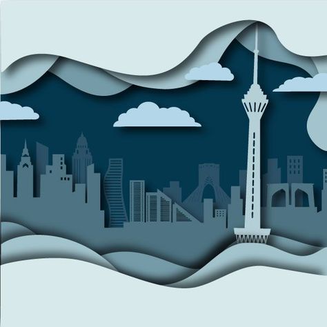 papercut out art illustration of TEHRAN by illustrator Tehran Illustration, Yalda Night, Paper Cutout Art, Tehran Iran, Architecture Illustration, Paper Cut Art, Computer Graphics, Science Fair, Fun Crafts For Kids