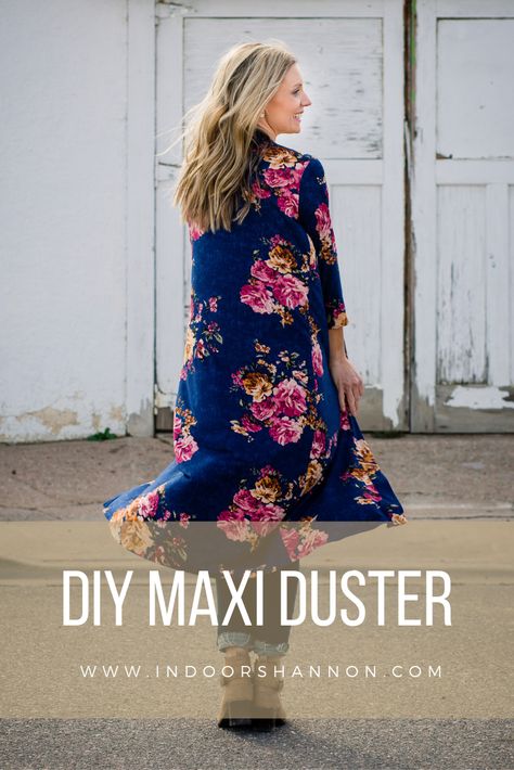 Diy Long Cardigan, Diy Duster Cardigan, Duster Sewing Pattern, Cardigan Pattern Sewing, Diy Duster, Duster Coat Pattern, Diy Clothes Kimono, Floor Length Cardigan, Cardigan Sewing Pattern