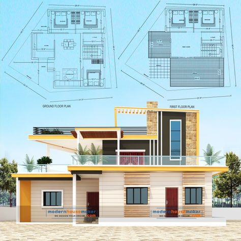 Commercial Elevation, Plan 2d, Three Bedroom House Plan, 3d House Plans, Pool House Plans, Beach House Plans, Duplex House Plans, Simple House Plans, Family House Plans