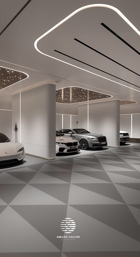 PARKING DESIGN :: Behance Garage Design Luxury, Apartment Parking Design, Parking Entrance Design, Parking Ceiling Design, Parking Interior Design, Luxury Parking, Parking Lot Design, Parking Tiles Design, Car Showroom Interior