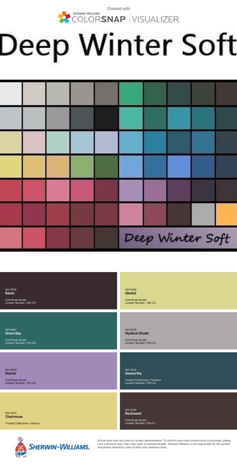 Deep Winter Pastels, Soft Deep Winter, Winter Room, Deep Winter Palette, Zyla Colors, Winter Pastels, Winter Palette, Winter Color Palette, Deep Autumn