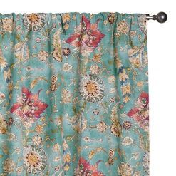 Genevieve Aqua Floral Cotton Sleeve Top Curtains Set Of 2 White Kitchen Blinds, Affordable Curtains, Window Treatments Sheer, Bathroom Blinds, Modern Blinds, Bedroom Blinds, Blinds Design, Tab Top Curtains, Outdoor Blinds