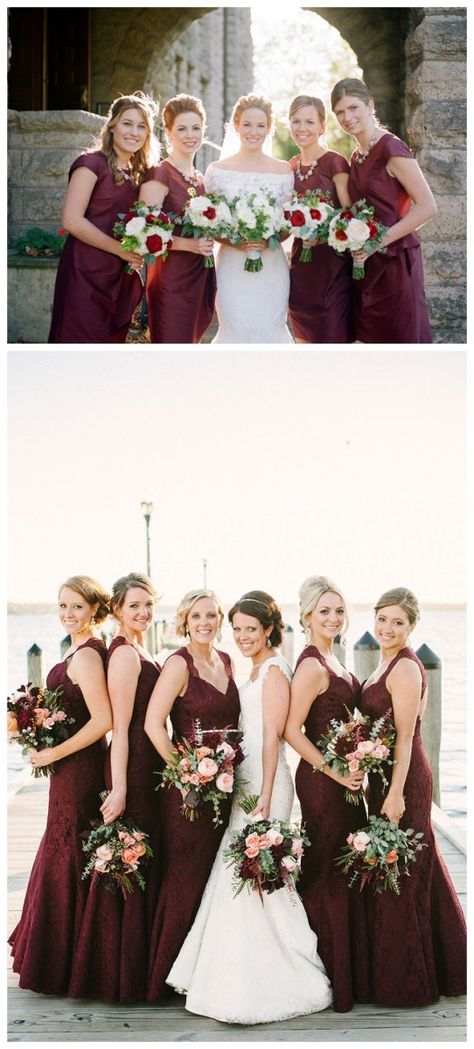 When It Comes to Wedding Colors, Make it Pantone's Color of 2015: Marsala 5 Bridesmaids, Funny Wedding Photography, Wedding Party Poses, Bridesmaid Poses, Wedding Photography Bridal Party, Bridal Party Poses, Wedding Parties Pictures, Marsala Wedding, Bridesmaid Colors