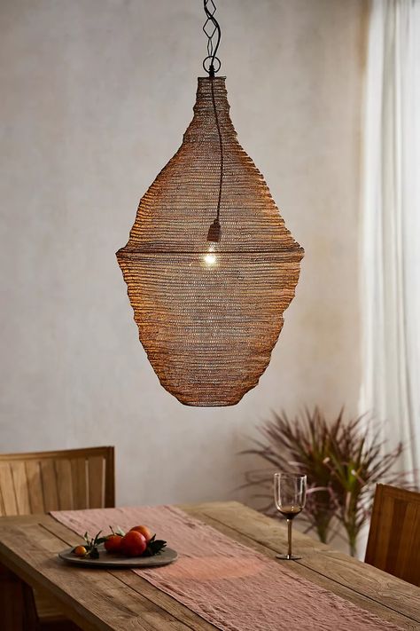 Iron Mesh Chandelier, Hive | Anthropologie Mesh Chandelier, Wire Lighting, Unique Lamp Shades, Basket Light, Craft Iron, Iron Chandelier, Unique Lamp, Basket Lighting, Rattan Pendant Light