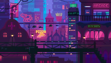 Karina Dehtyar on Twitter: "🌸#faceyourlandscape… " Pixel Circle, Pixel City, Vaporwave Wallpaper, Pixel Animation, Cute Laptop Wallpaper, Desktop Wallpaper Art, Pix Art, City Background, Cyberpunk City