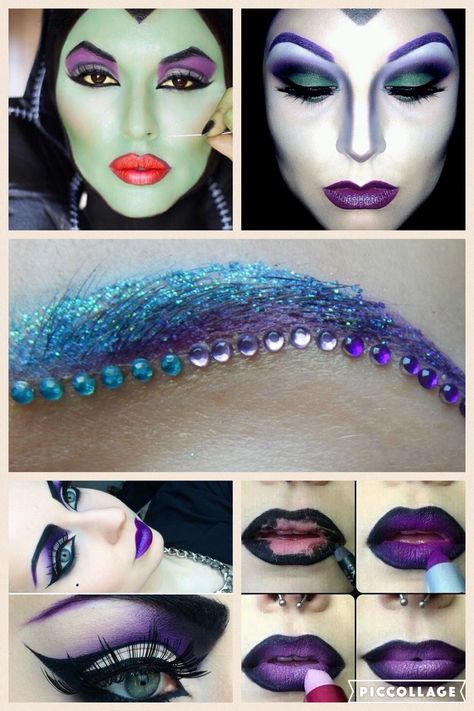 Maleficent Costume Diy, Maleficent Halloween Costume, Maleficent Makeup, Marie Disney, Disney Inspired Makeup, Maleficent Halloween, Maleficent Costume, Halloween Makeup Ideas, Outfit 2020