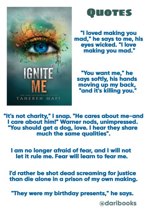 Tahereh Mafi Books, Fantasy Booktok, Shatter Me Warner, Ignite Me, Shatter Me Quotes, Fantasy Quotes, Tahereh Mafi, Romance Books Quotes, Shatter Me Series