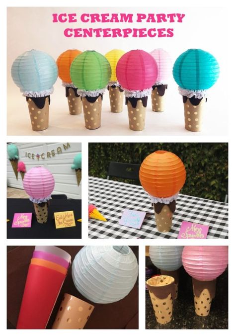 Ice Cream Party Centerpieces, Kids Party Centerpieces, Colourful Party, Ice Cream Party Theme, Ice Cream Sundae Bar, Birthday Friends, Summer Centerpieces, Ice Scream, Friends Night