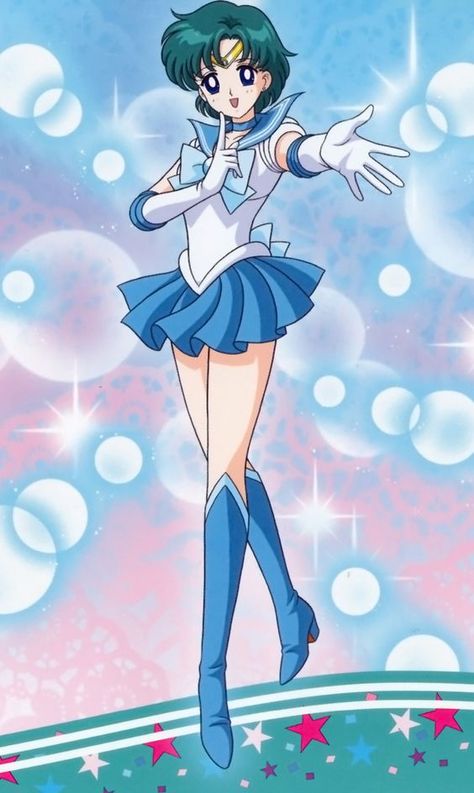 Sailor Mercury                                                                                                                                                                                 Más Ami Mizuno, Sailor Moon Girls, Arte Sailor Moon, Sailor Moon Stars, Sailor Senshi, Sailor Moon Fan Art, Moon Wallpaper, Sailor Pluto, Sailor Moon Wallpaper