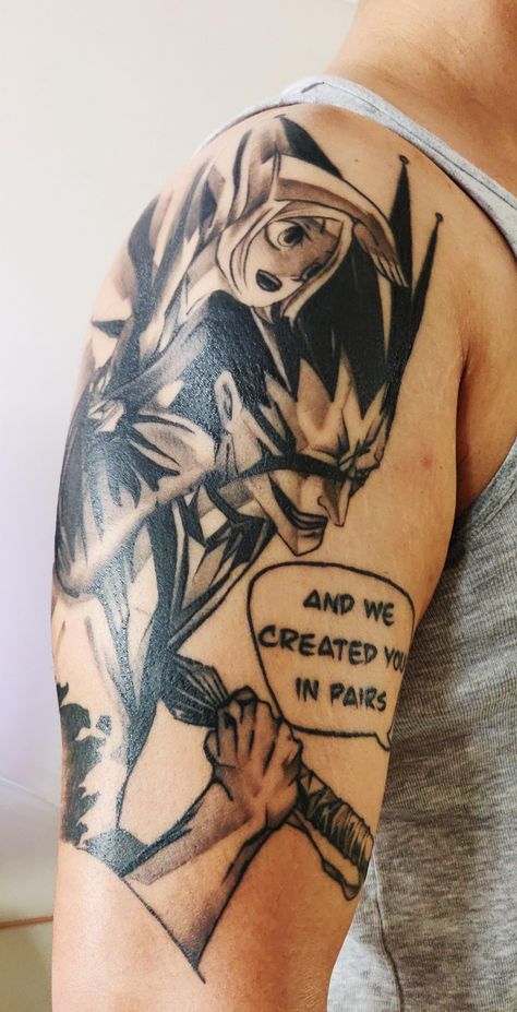 Kenpachi and Yachiru - Bleach. [Max Massetti] [Fulham Tattoo - London] [Almost fully healed] Kenpachi Tattoo, Kenpachi And Yachiru, Yachiru Bleach, Kenpachi Zaraki, R Tattoo, Professional Tattoo, Tattoos Ideas, The Rules, I Tattoo