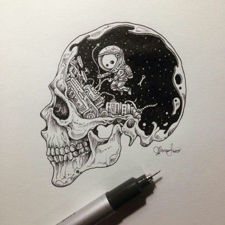 I'm going to get this one as tattoo.. opinions? Kerby Rosanes, Skull Illustration, Skeleton Art, Dark Art Drawings, London Art, Tattoo Design Drawings, Pen Art, Ink Pen Drawings, Cool Art Drawings