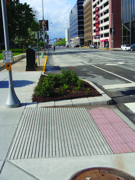 Traffic Calming, Street Curb, City Transportation, Streetscape Design, Pavement Design, Ramp Design, Pedestrian Crossing, Bump Out, Urban Design Architecture