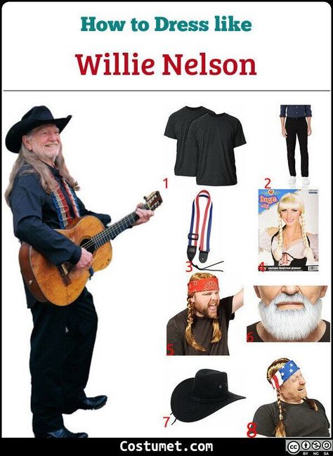 Willie Nelson Costume 🎸 🎤 Country Music Halloween Costumes, Willie Nelson Halloween Costume, Willie Nelson Costume, Country Singer Costume, Country Singer Halloween Costume, Willie Nelson Wallpaper, Willy Nelson, Willie Nelson Svg, Willie Nelson Poster