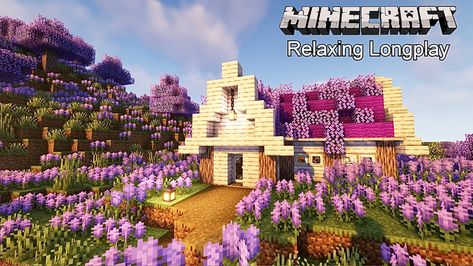 Minecraft longplay video in a lavender forest biome. Chill peaceful gameplay. Minecraft Houses Biomes O Plenty, Lavender Minecraft House, Minecraft Lavender Field, Minecraft Biomes O Plenty House, Minecraft Biomes O Plenty, Biomes O Plenty House, Minecraft Lavender, Biomes O Plenty House Minecraft, Minecraft Purple House