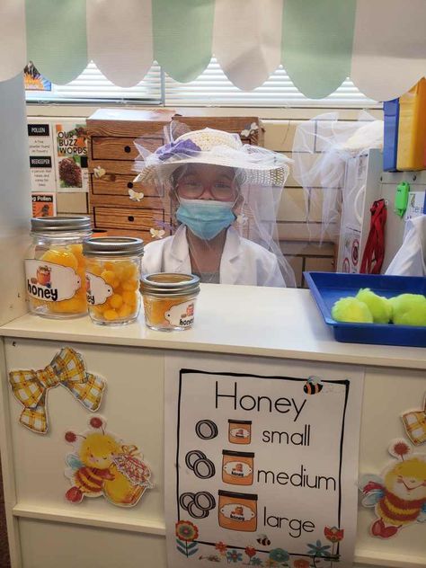 Dramatic Play Bee Hive, Honey Activities For Preschool, Bug Dramatic Play, Bee Inquiry, Bees For Kids, Play Preschool, Insect Unit, The Hives, Insects Preschool