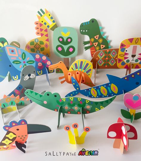 Dinosaur Projects For Preschool, Cardboard Kids, Sally Payne, Cardboard Art, Paper Animals, Diy 3d, 3d Paper Crafts, School Art Projects, Camping Art