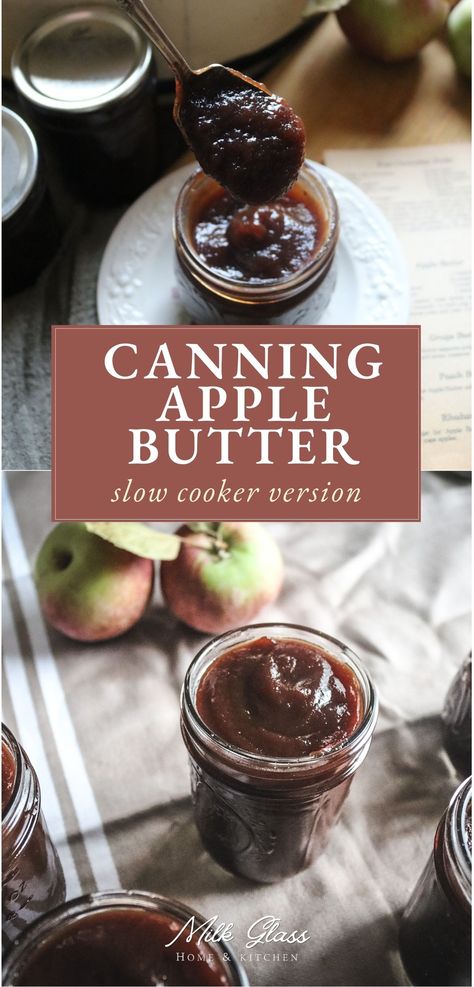 Canning apple butter is a timeless way to preserve the harvest, and this slow cooker method makes it super simple. Perfect for beginners! Slow Cooker Apple Butter For Canning, Slow Cooker Apple Butter Canning, Crockpot Apple Butter Recipe Canning, Apple Pear Canning Recipes, Homemade Canned Apple Butter, Quick Apple Butter Recipe, Applebutter Crockpot Recipes Canning, Applebutter Canning Recipes, How To Can Apple Butter