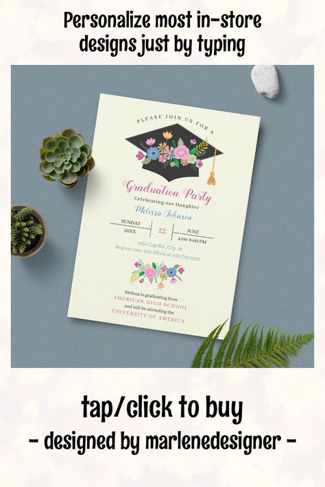 Seniority Party, Graduation Ideas High School, Fiesta Graduation Party Ideas, Grad Invite Ideas, Colorful Graduation Party, Graduation Invitation Ideas, Graduation Party Ideas College, Graduation Card Ideas, Senior Sunset