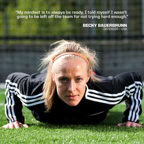 Becky Sauerbrunn #Motivation #USWNT Soccer Player Quotes, Becky Sauerbrunn, Soccer Quotes Girls, Woman Soccer, Us Women's National Soccer Team, Inspirational Soccer Quotes, Player Quotes, Soccer Backgrounds, Messi Gif