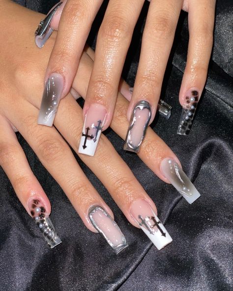 Aquarius Nails Designs, Cross Nail Designs, Cross Nail Art, Cross Nails, Aquarius Season, Nail Idea, Pink Acrylic, Pink Acrylic Nails, Cross Designs